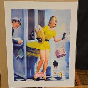 Vintage Pin-Up Style Art Print - Caught In Booth - Frahm